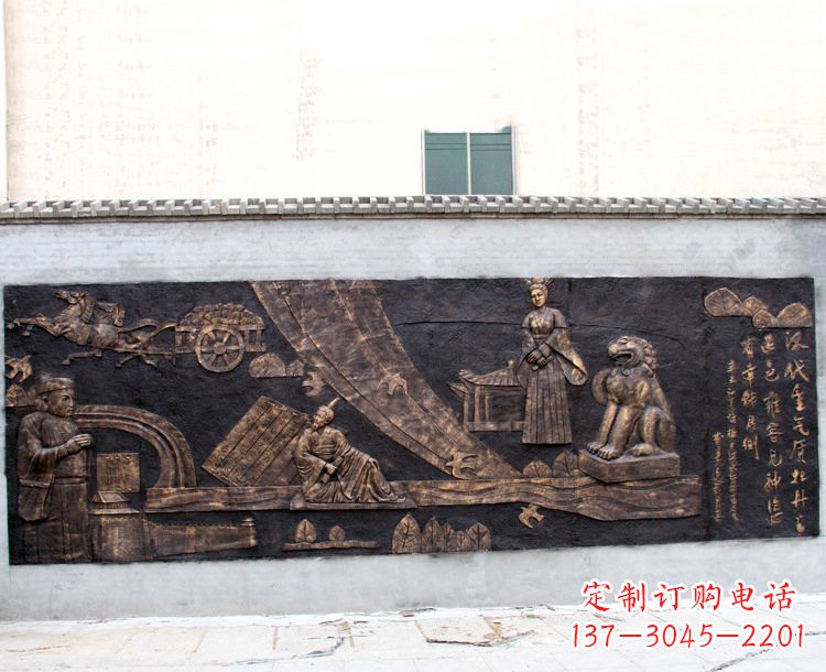 广东“汉代重气质，牡丹留正色”中国传统文化浮雕壁画，玻璃钢仿铜园林墙壁装饰壁画