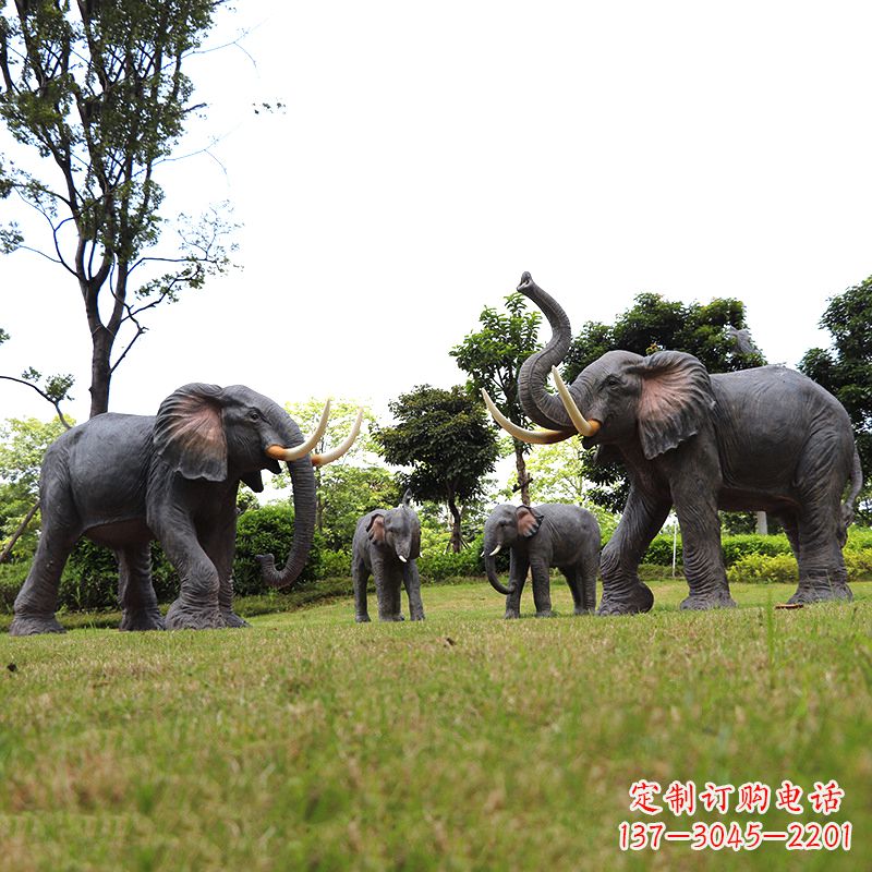 广东玻璃钢大象雕塑传承古老文化，点缀园林景观