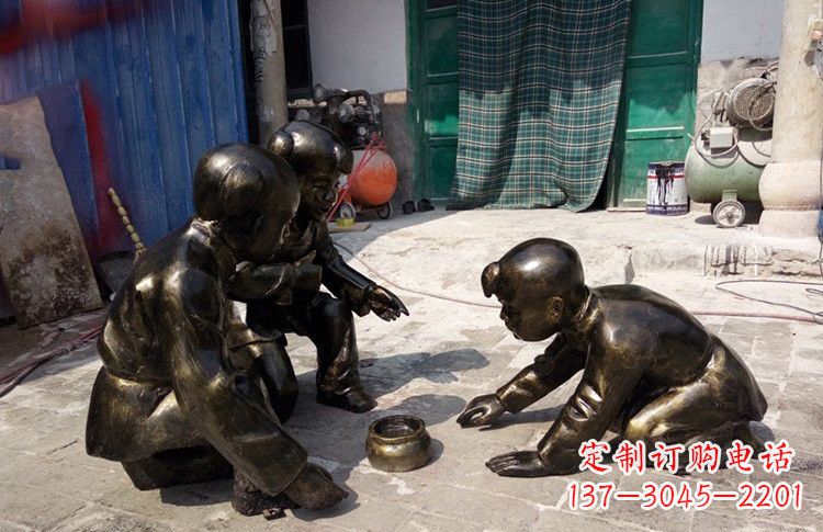 广东玻璃钢仿铜斗蛐蛐的古代儿童