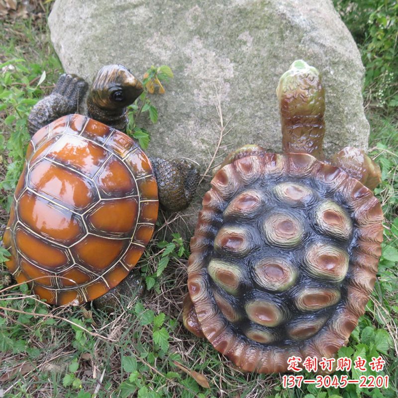 广东玻璃钢仿真乌龟雕塑,园林陆龟海龟花园装饰摆件