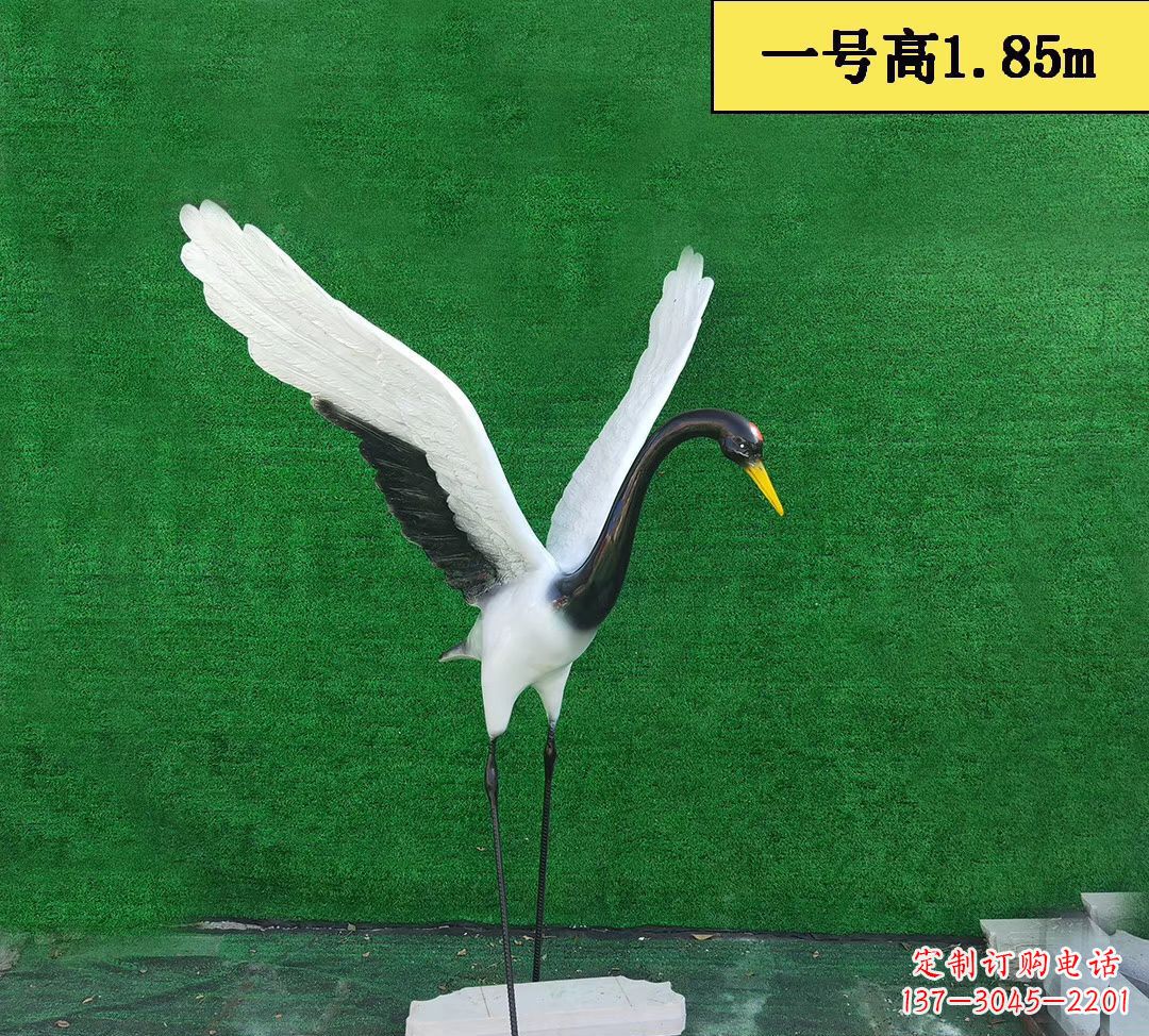 广东玻璃钢仿真仙鹤 公园景观动物雕塑