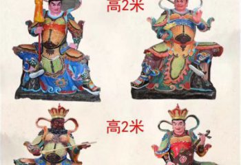 广东玻璃钢彩绘四大天王雕塑宏伟壮观的艺术珍品