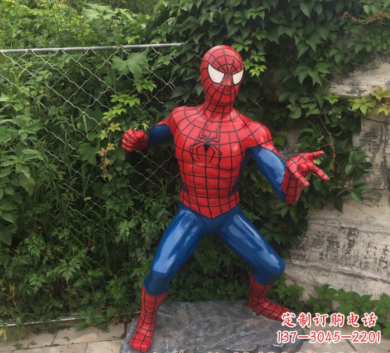 广东玻璃钢蜘蛛侠一座精致的雕塑