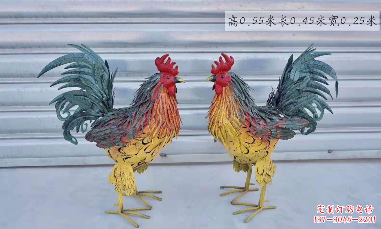 广东不锈钢彩绘公鸡雕塑——景观雕塑的精彩绽放