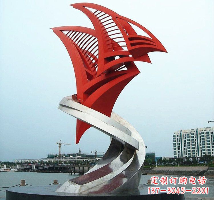 广东不锈钢彩色帆船雕塑