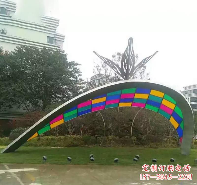广东不锈钢彩色拼接拱门雕塑