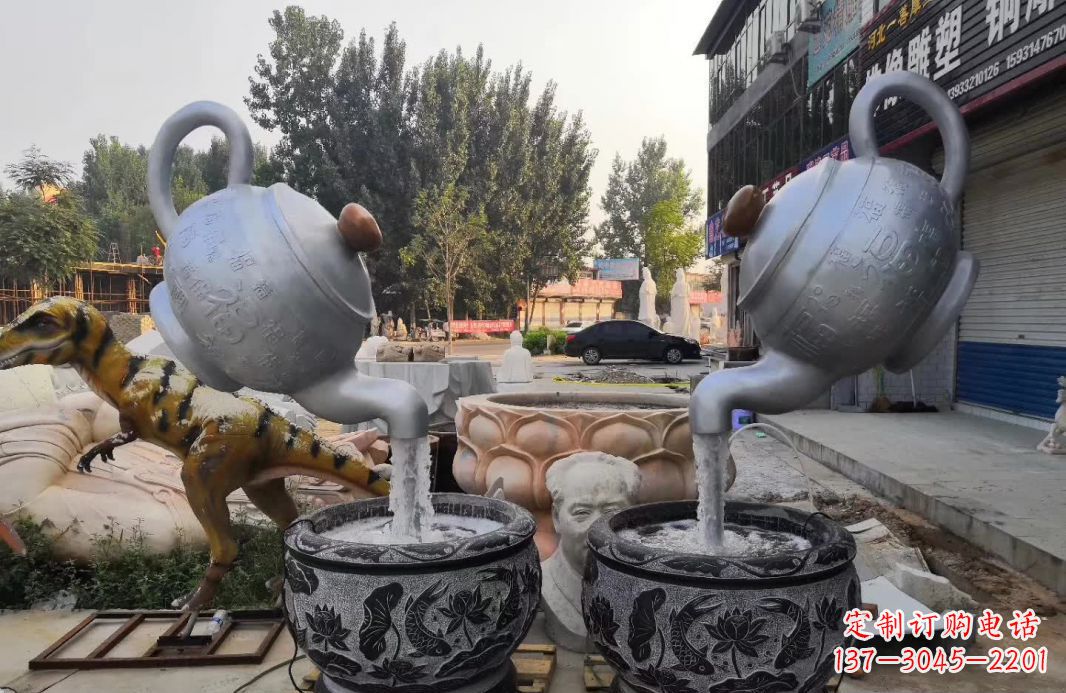广东不锈钢茶壶喷泉雕塑