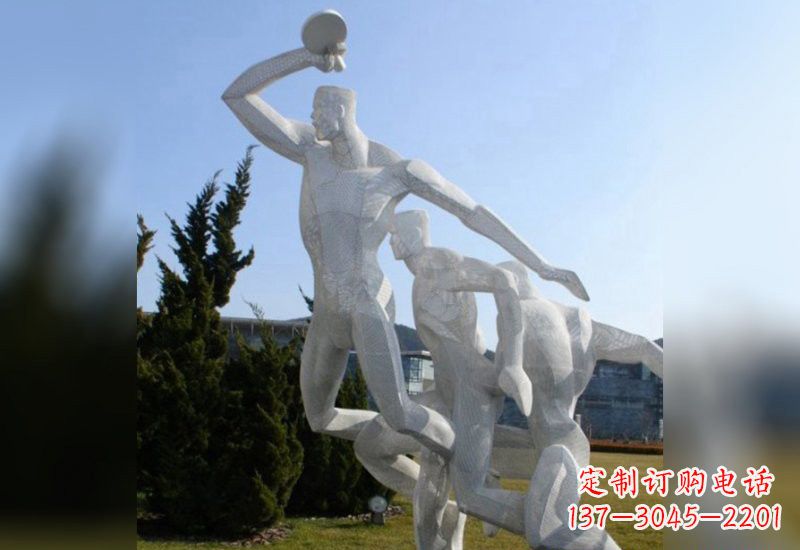 广东不锈钢抽象打乒乓球人物雕塑