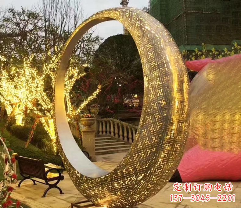 广东不锈钢发光月亮雕塑艺术与科技的结合
