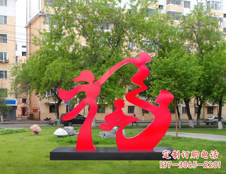 广东不锈钢抽象福字人物雕塑