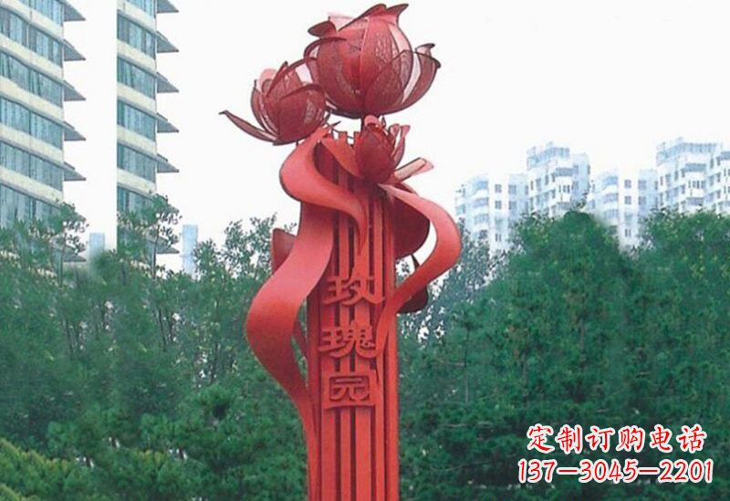 广东不锈钢玫瑰雕塑精美而优雅