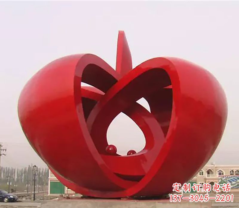 广东不锈钢抽象苹果广场景观雕塑