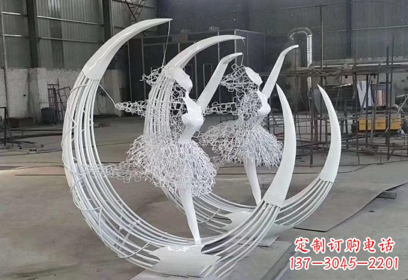 广东不锈钢抽象跳芭蕾舞女孩雕塑
