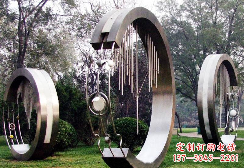 广东不锈钢圆环雕塑——聆听之美