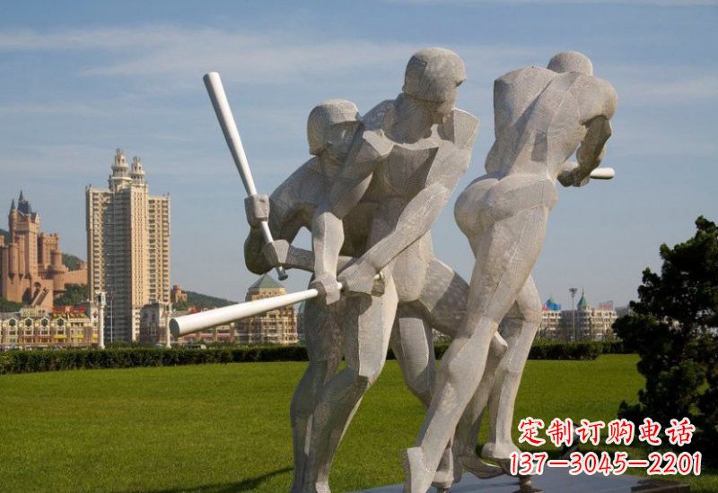 广东不锈钢打棒球人物雕塑2