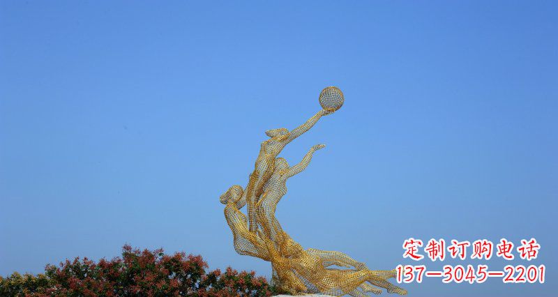 广东不锈钢打篮球的女孩公园景观雕塑