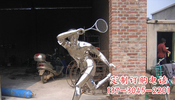 广东不锈钢打羽毛球雕塑 (2)