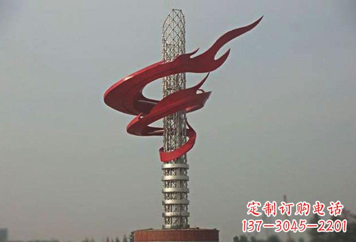 广东不锈钢大型抽象火炬雕塑