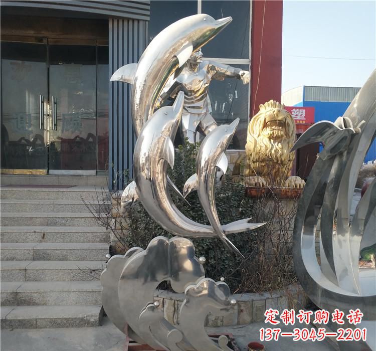 广东不锈钢海豚雕塑——精美外观,传递环保理念