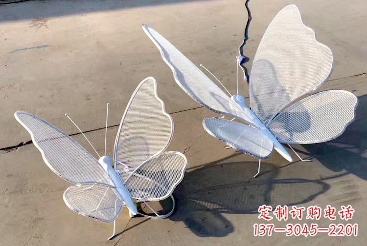 广东不锈钢钢丝网格蝴蝶雕塑摆件,可加灯带