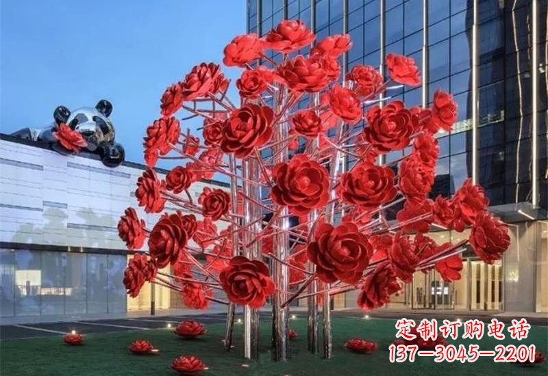 广东不锈钢公园玫瑰花树雕塑——让玫瑰长驻公园