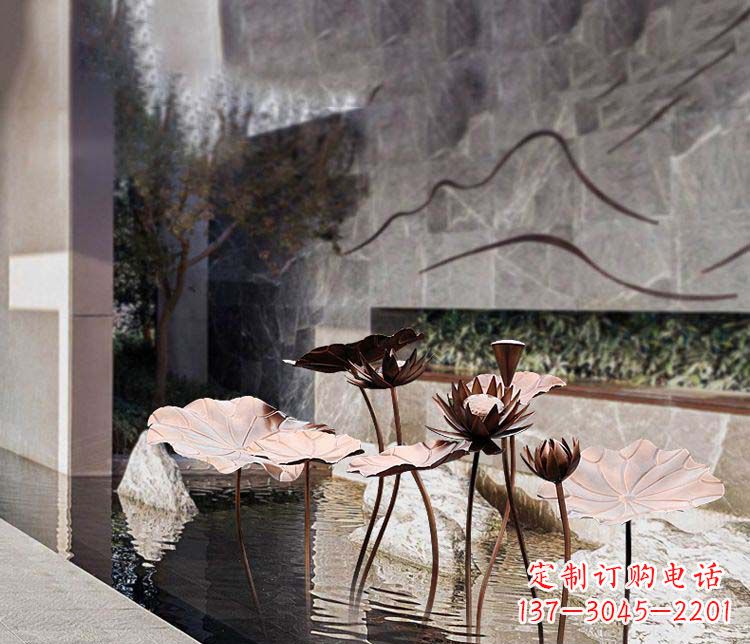 广东不锈钢古铜色荷花雕塑