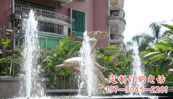 广东不锈钢海豚喷泉雕塑精美的海洋艺术