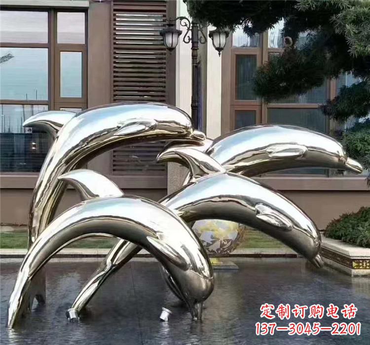 广东不锈钢海洋动物雕塑——海豚