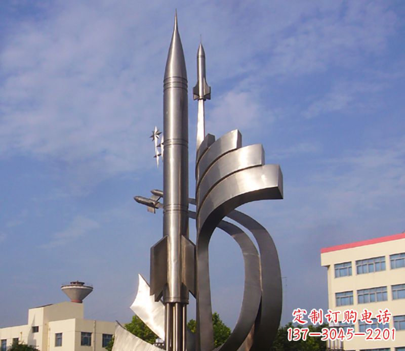 广东不锈钢火箭飞升广场景观雕塑