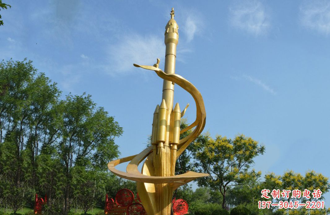 广东火箭飞向蓝天不锈钢火箭广场景观雕塑