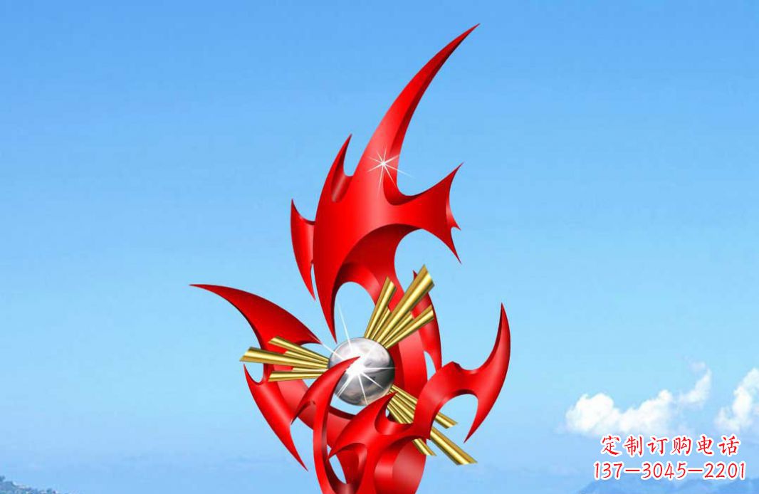 广东不锈钢火苗抽象景观雕塑