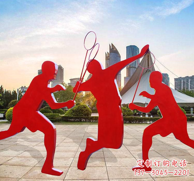 广东不锈钢剪影打羽毛球雕塑
