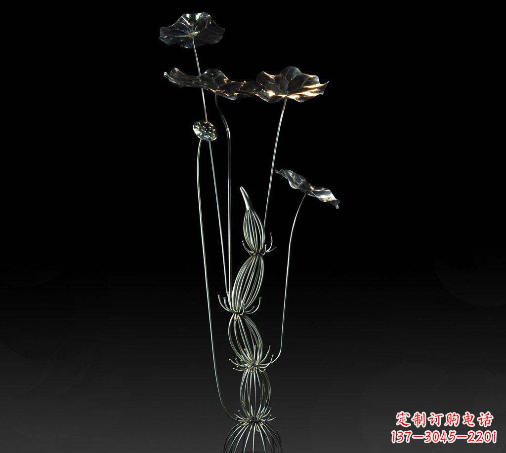 广东不锈钢莲藕荷花荷叶摆件雕塑