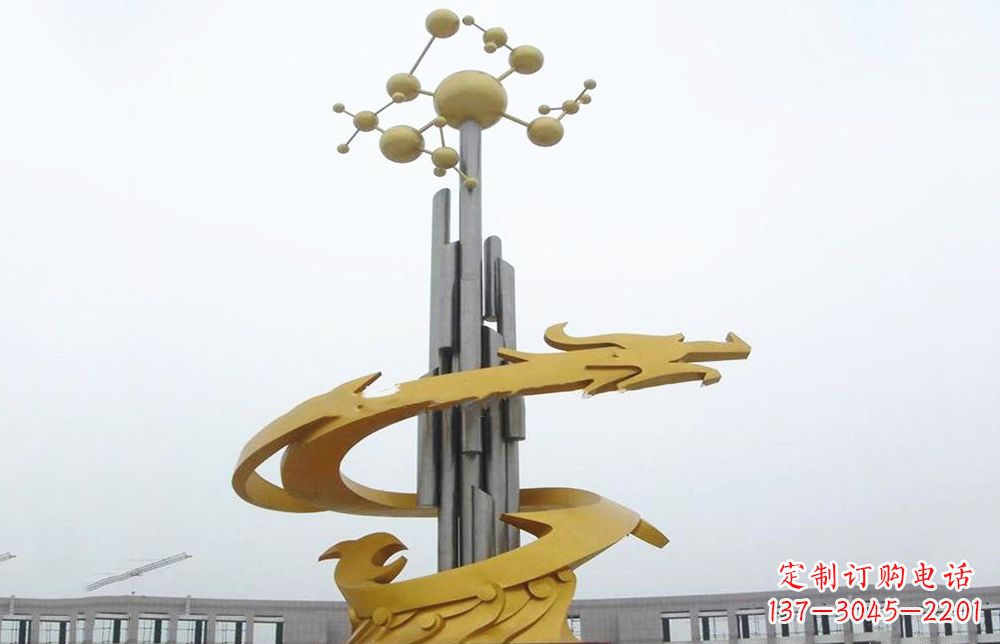 广东龙雕塑——点缀不锈钢城市景观
