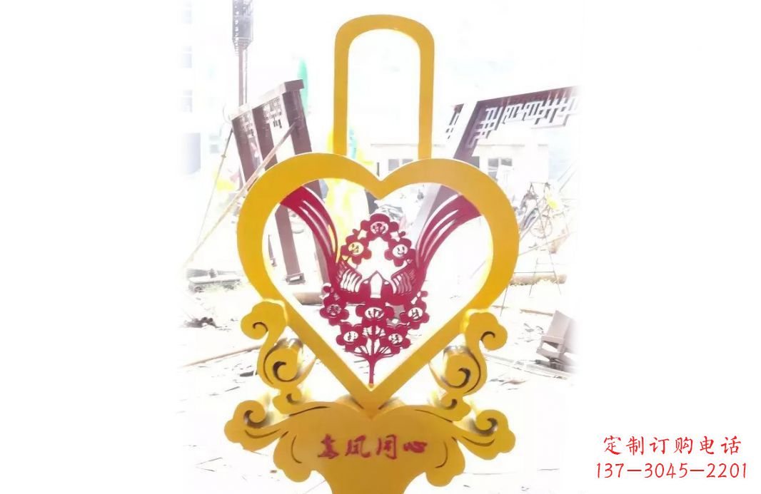广东不锈钢龙凤同心景观雕塑彰显中国传统文化