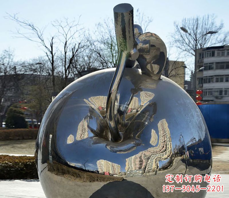 广东不锈钢苹果镜面雕塑