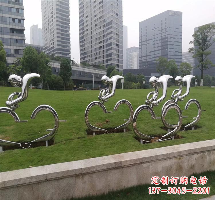 广东不锈钢自行车雕塑美丽的艺术绽放