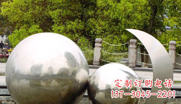 广东不锈钢球形地球月亮雕塑