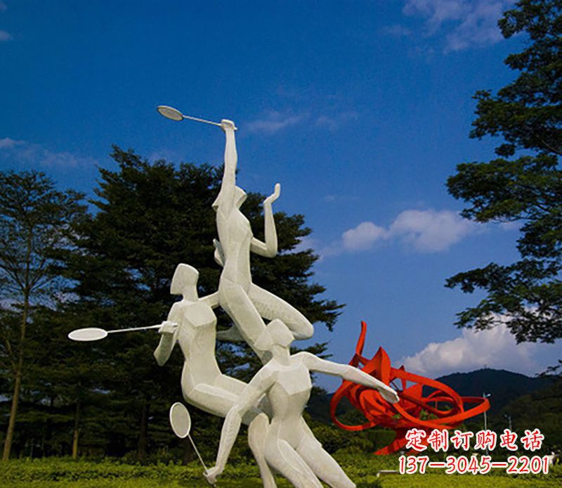 广东不锈钢人物打羽毛球雕塑
