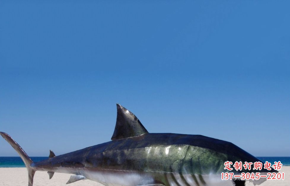 广东不锈钢鲨鱼海边动物雕塑