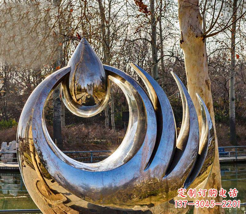 广东不锈钢水滴园林雕塑
