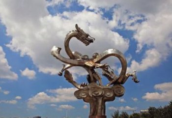 广东不锈钢双龙戏珠雕塑——千古传说的艺术瑰宝