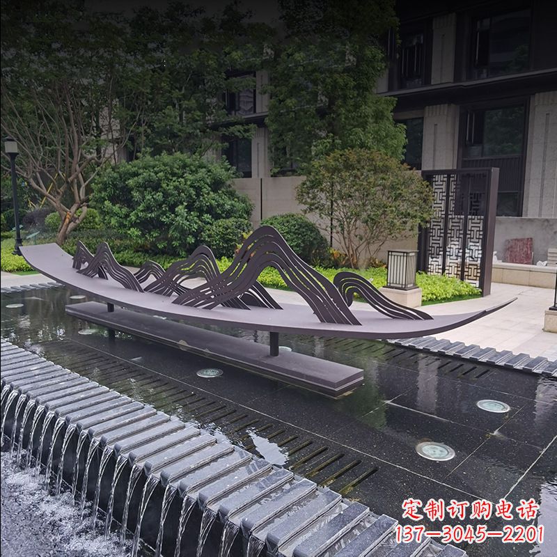 广东不锈钢小船假山抽象景观