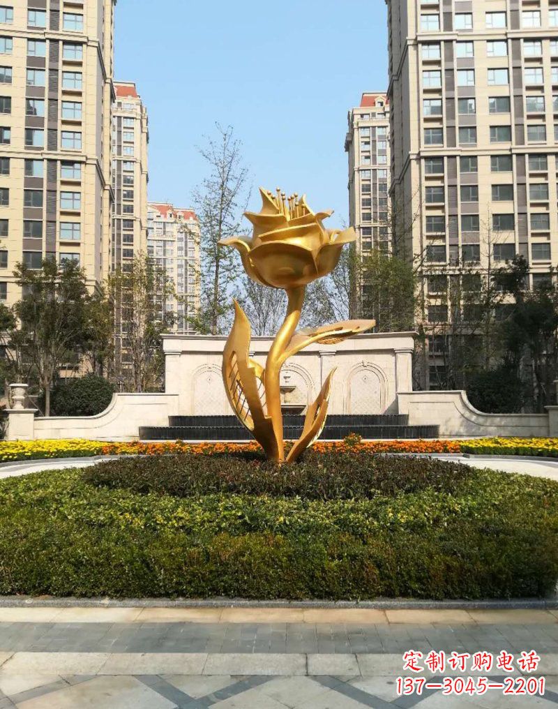 广东不锈钢小区玫瑰花雕塑浓郁情感的视觉体验