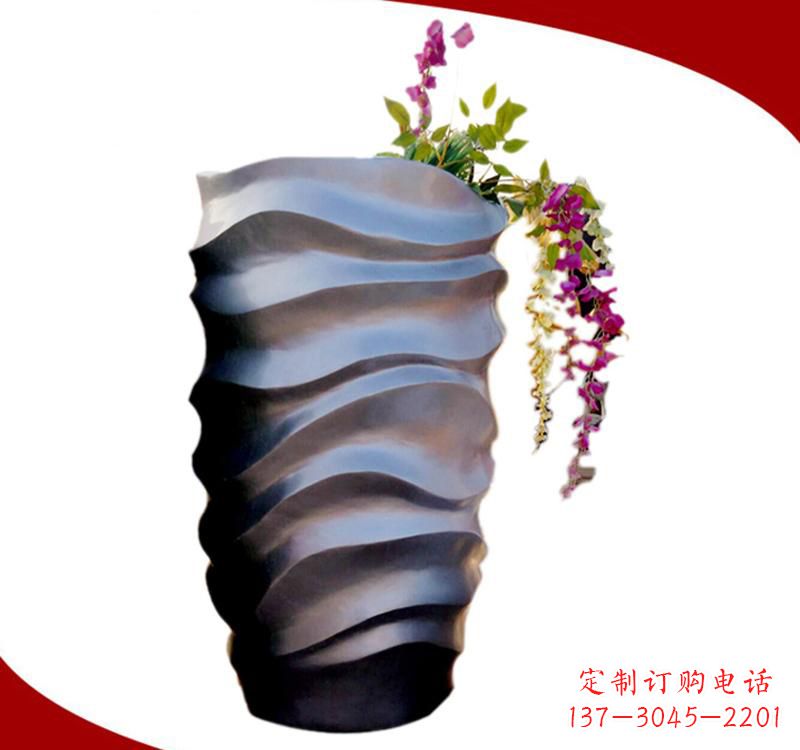 广东不锈钢校园景观花盆雕塑美化校园环境