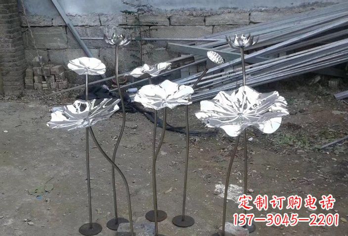 广东不锈钢园林荷花荷叶雕塑