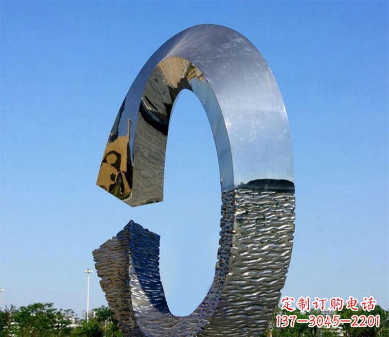 广东不锈钢圆环标志景观雕塑