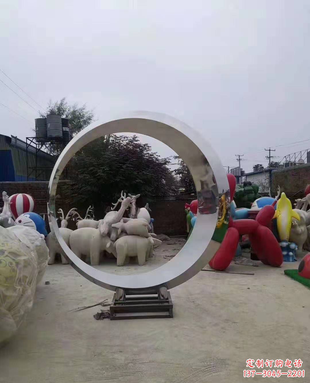 广东不锈钢圆环雕塑广场景观雕塑户外摆件