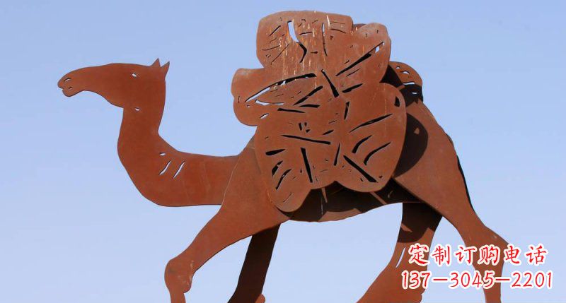 广东不锈钢运货骆驼动物剪影雕塑