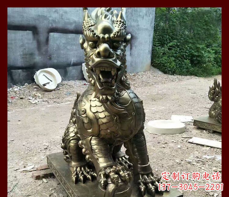 广东踩球麒麟镇宅铜雕